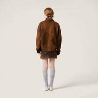 Miu Miu - Waxed Suede Leather Mini Skirt