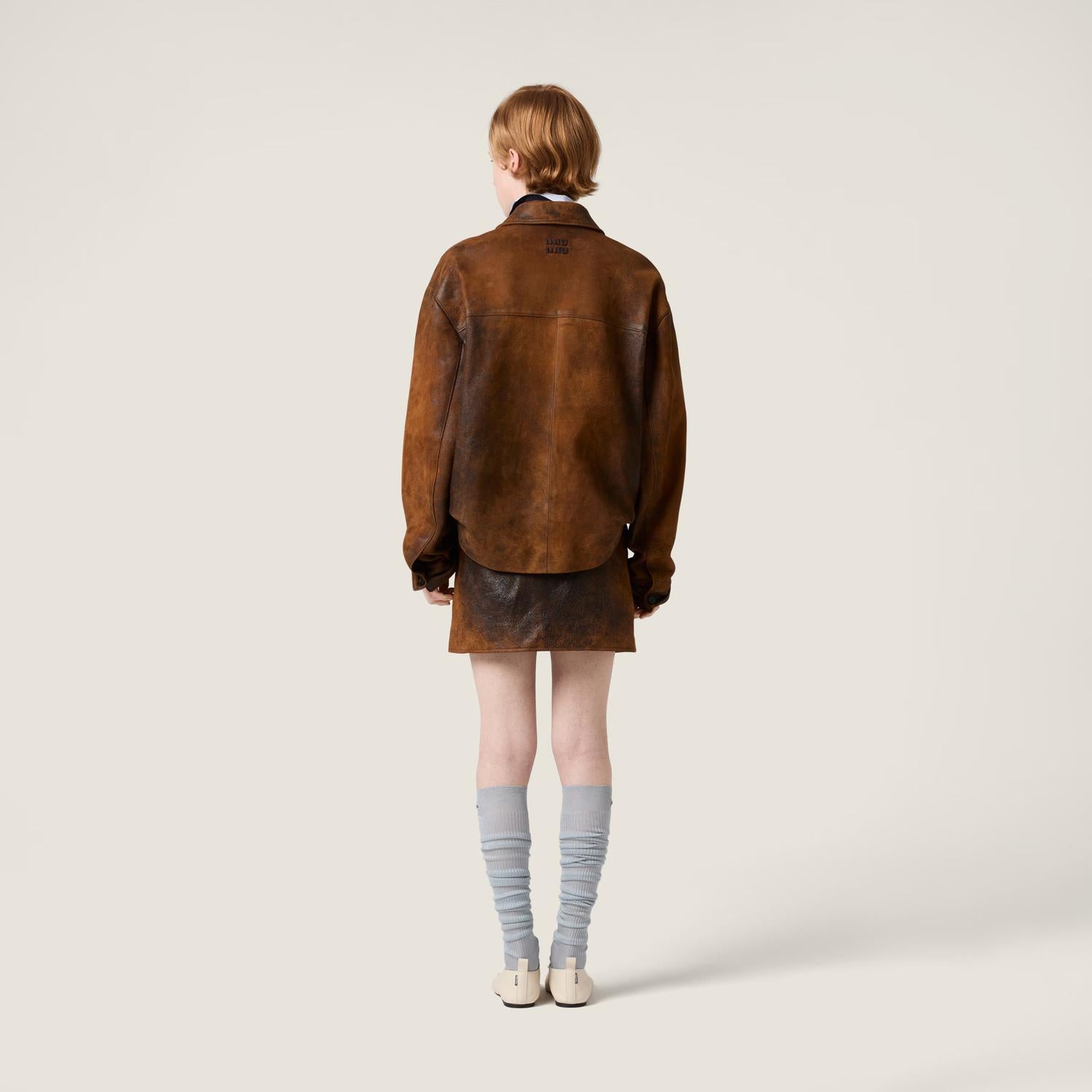 Miu Miu - Waxed Suede Leather Mini Skirt