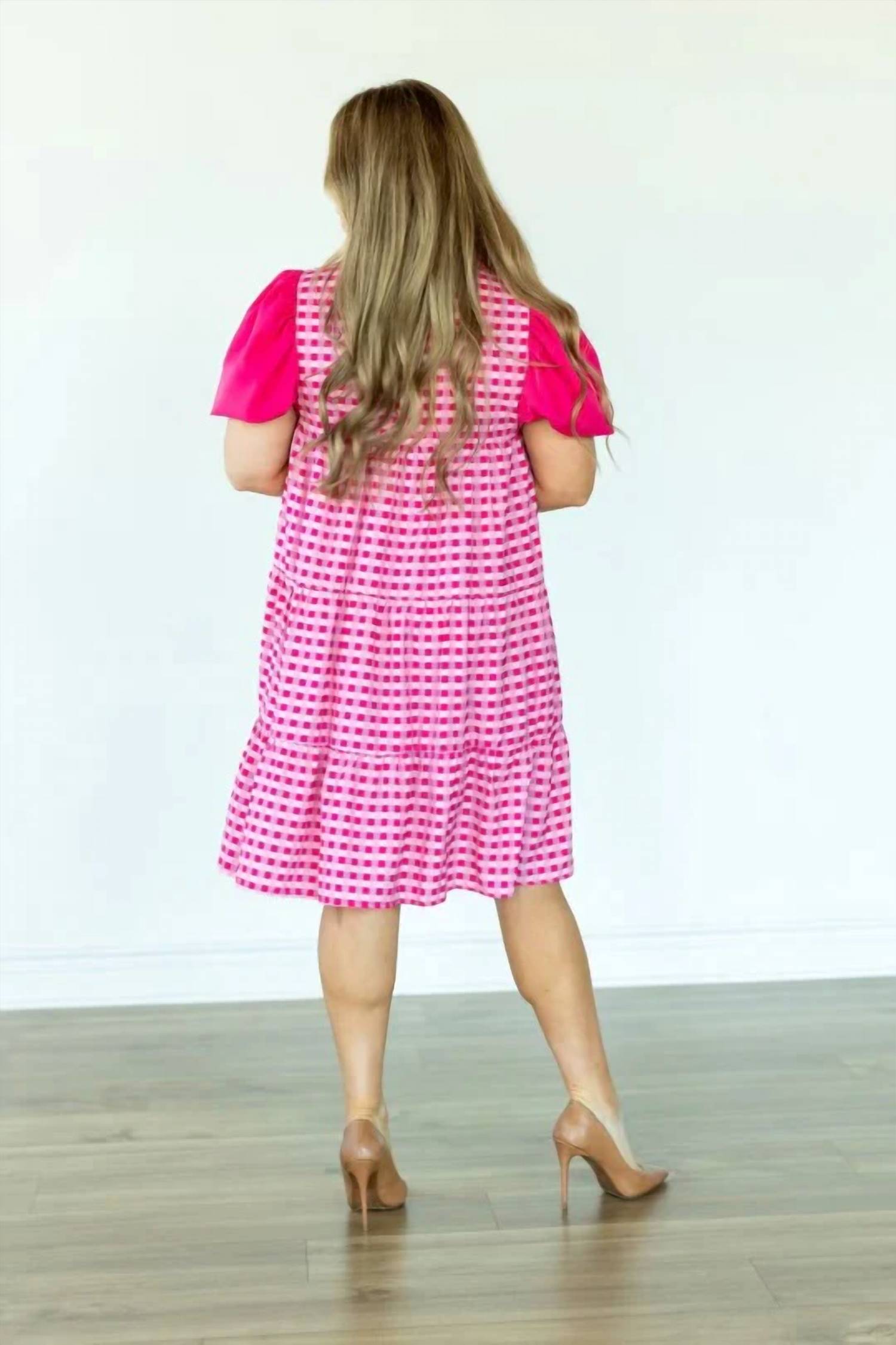 Grace + Emma - Gingham Button Up Midi Dress