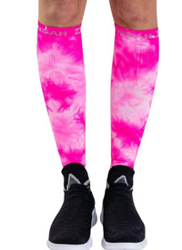 Zensah Compression Leg Sleeves in tie dye neon pink - women's accessory