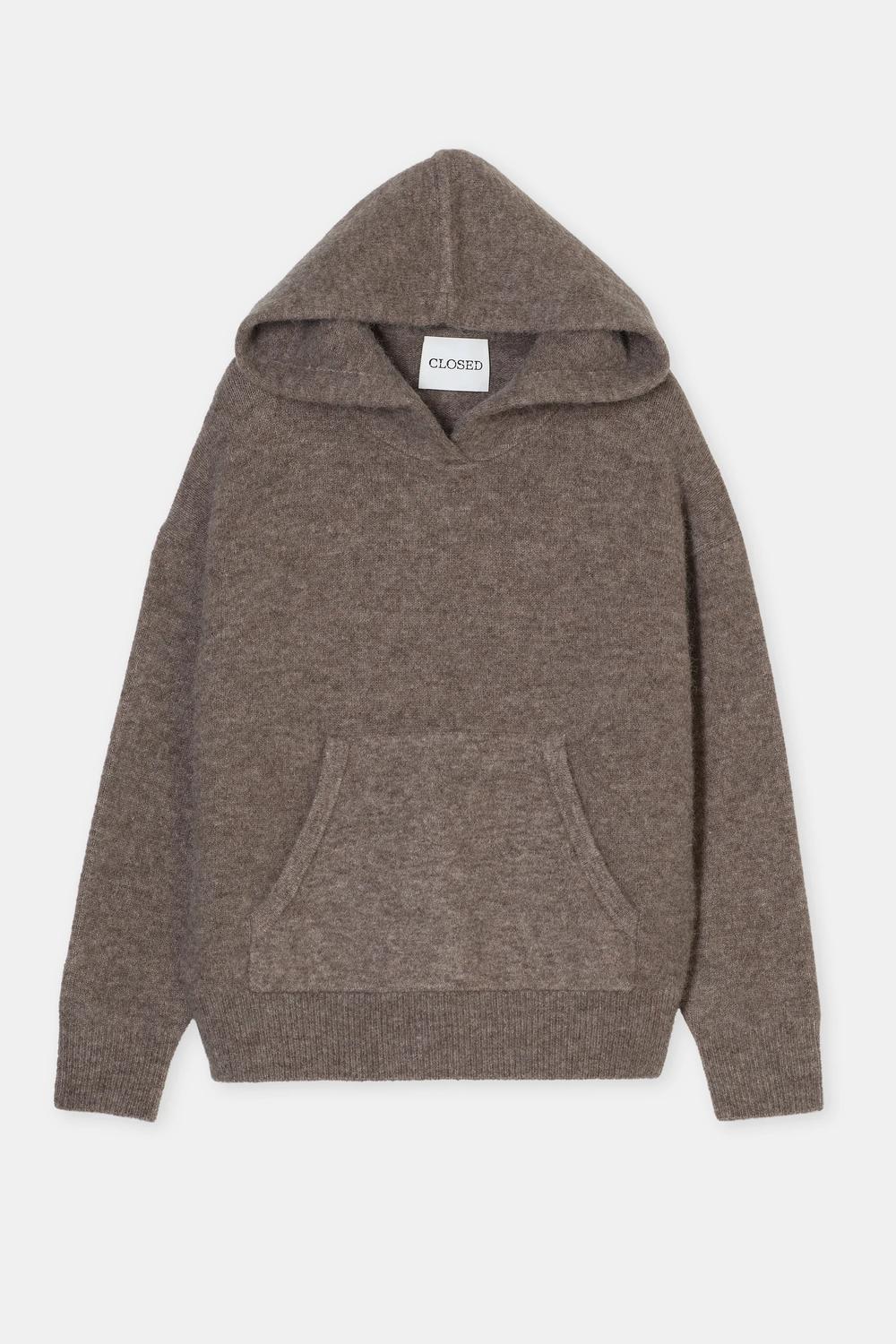 CLOSED Alpaca Wool Mix Hoodie in clay beige - women's top - view 7
