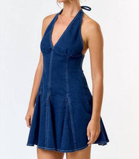 Blue Blush Life's A Picnic Denim Mini Dress in blue - women's dress - detail view