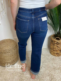 Risen - High Rise Cross Over Straight Leg Jeans