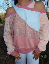 Oli & Hali - Washed Fabric Mixed Cutout Shoulder Tunic