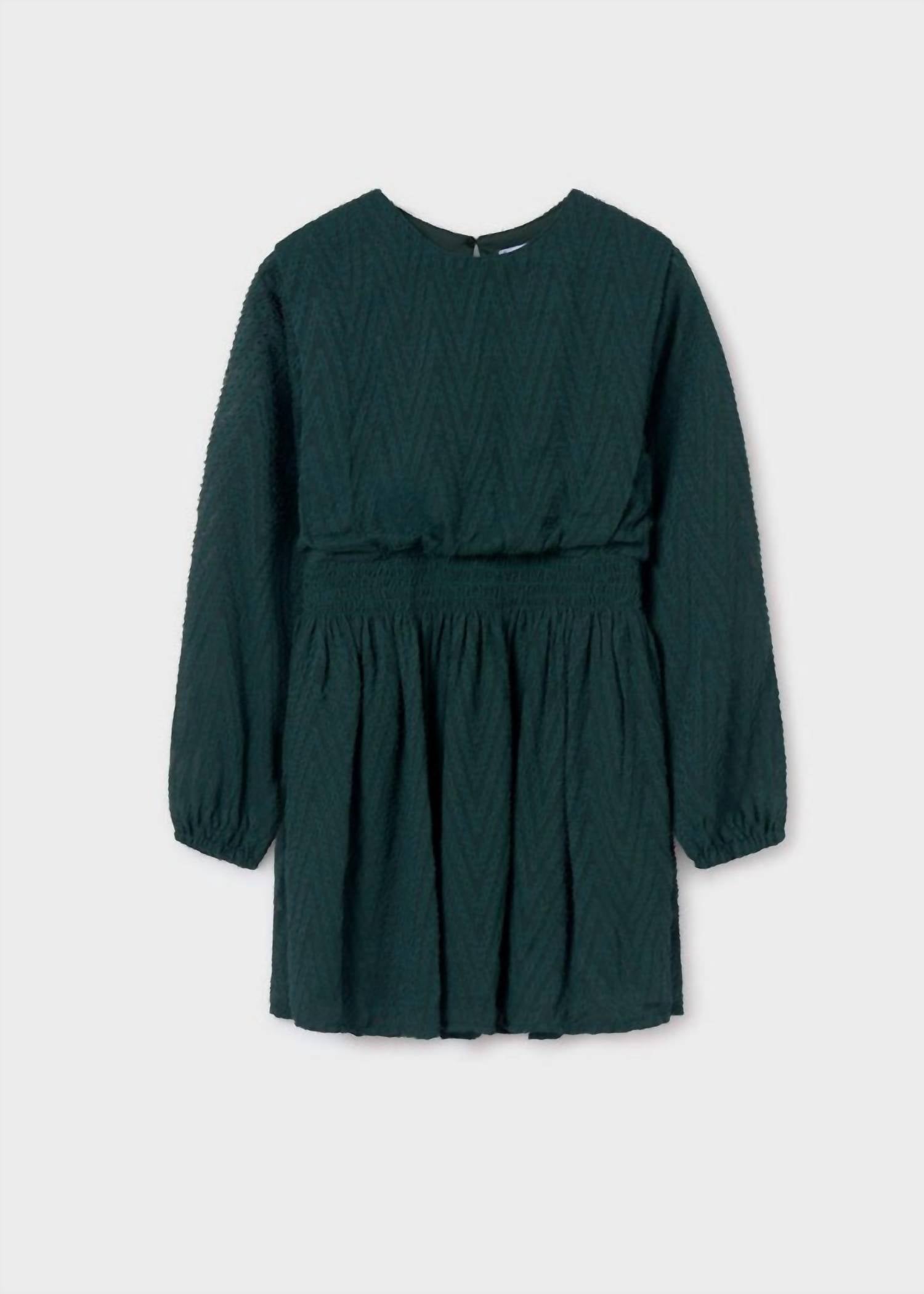 Mayoral Chevron Print Dress in green - kids' dress - alternate view