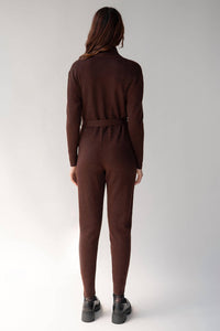 SSKEIN Wrap Neck Jumpsuit in mahogany 1 - women's pants - detail view