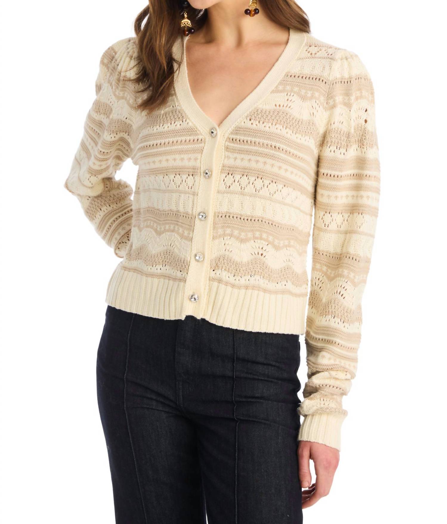 ALLISON NEW YORK Zahara Cardgian in ivory multi - women's cardigan - alternate view
