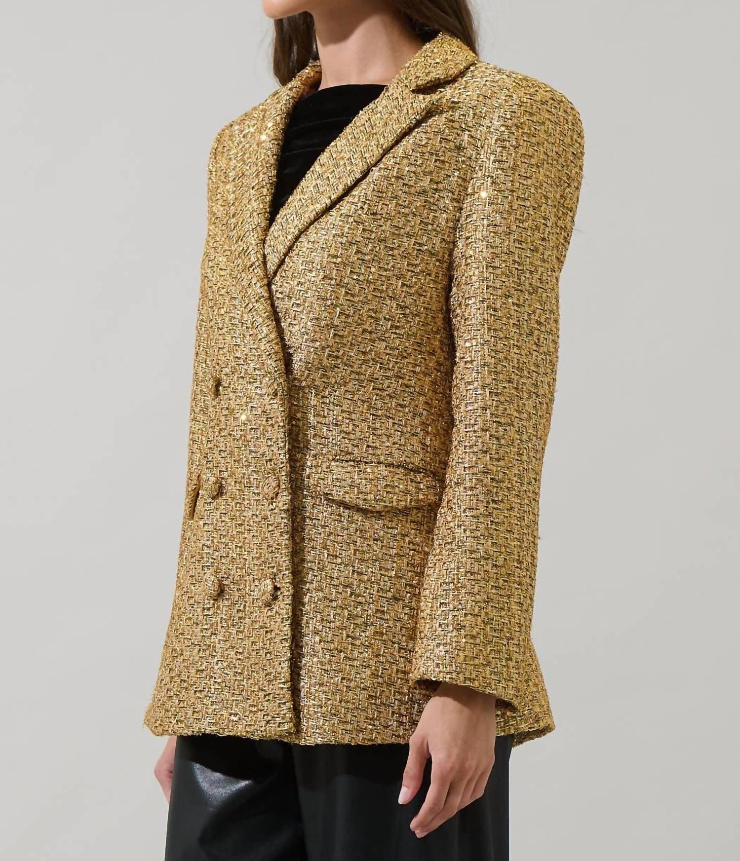 Sugarlips - Tamary Tweed Vesta Collared Blazer