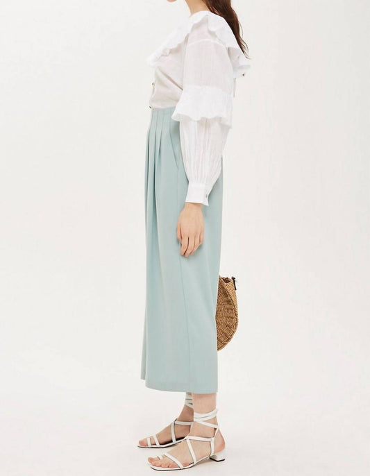 Topshop - Crepe High Rise Pleated Wide Leg Cropped Pants