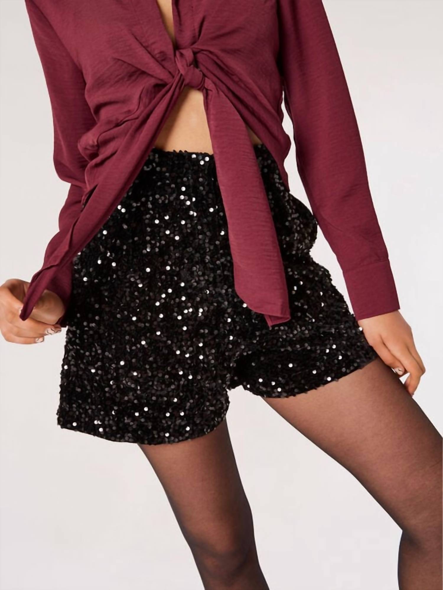 Apricot - Presley Sequin Velvet Shorts