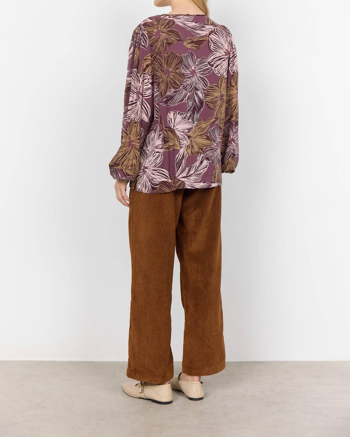 Soya Concept - Wine Floral Swing Blouse