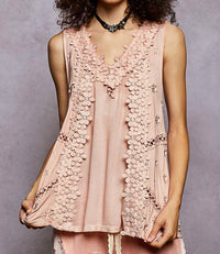 Pol - Floral Crochet Lace Tank Top