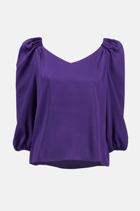 Joseph Ribkoff - Scoop V-neck Long Sleeve Blouse