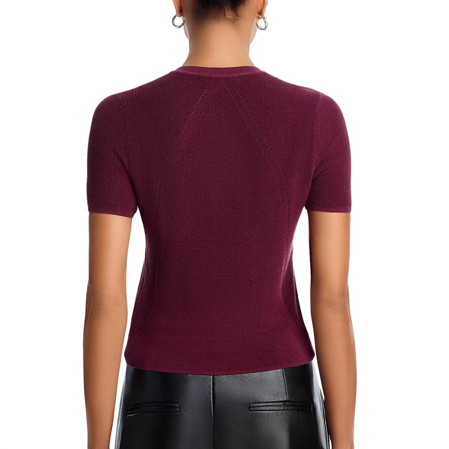 Rag & Bone Dina Short Sleeve Cardigan in prune - women's cardigan - alternate view