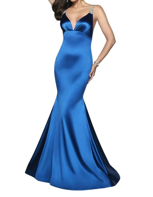 Blush Prom - Satin Jersey Strappy Mermaid Evening Gown