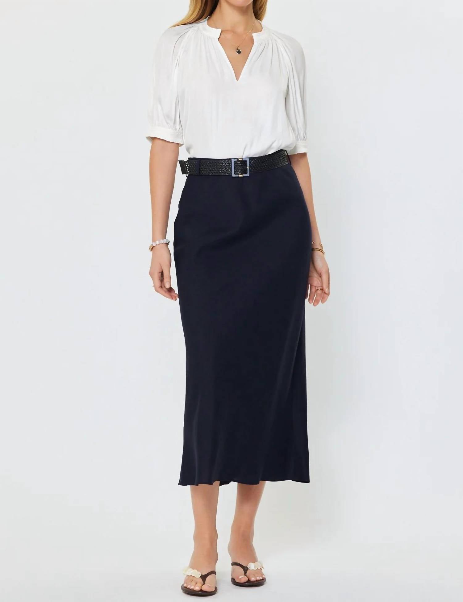 Current Air - Crystal Linen Blend Midi Skirt