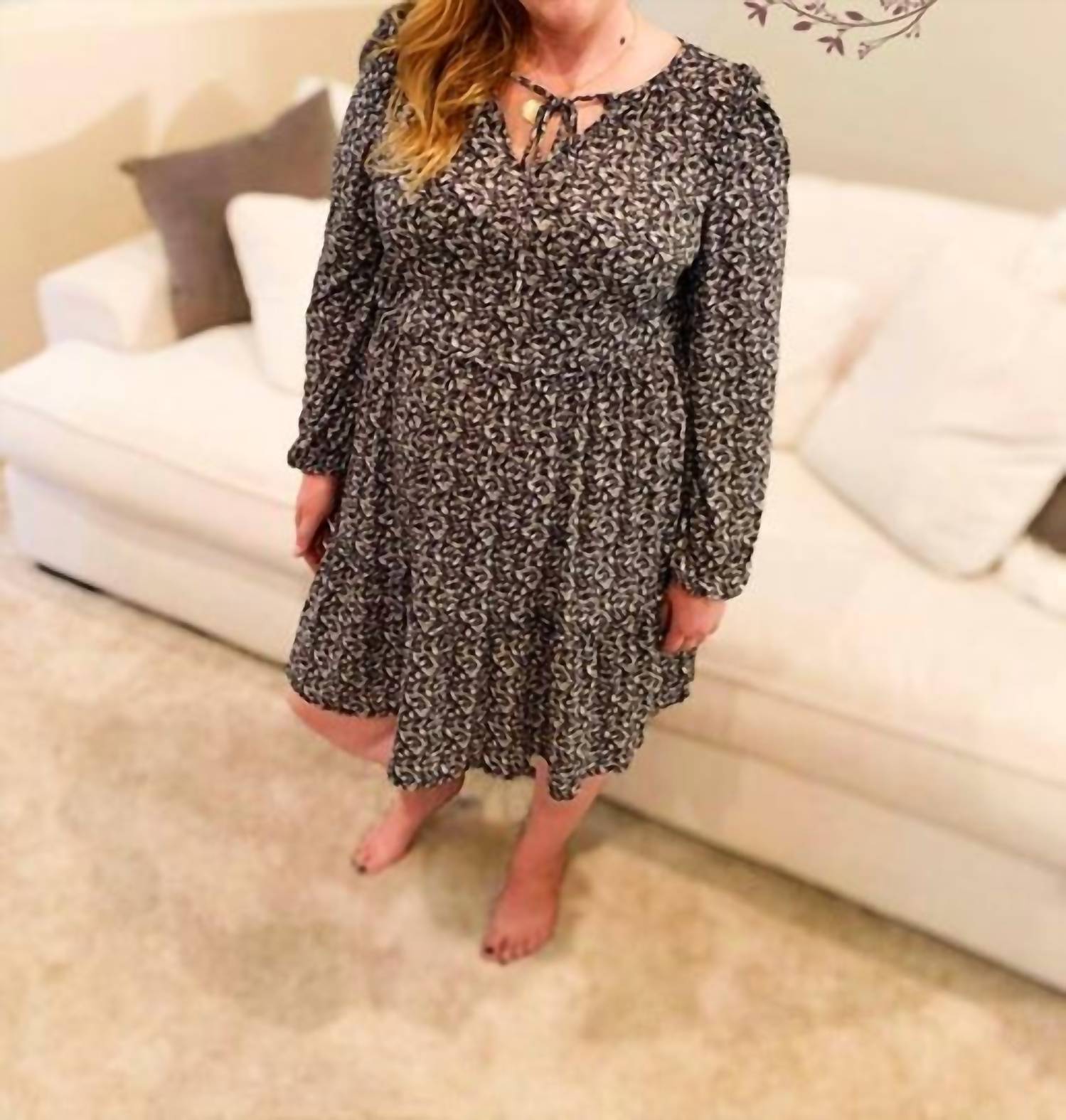 LONG SLEEVE FLORAL DRESS CURVY
