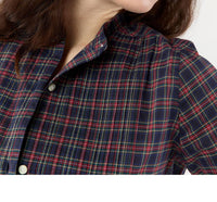 Ann Mashburn Hattie Shirt in navy red stewart tartan poplin - women's shirt - view 4