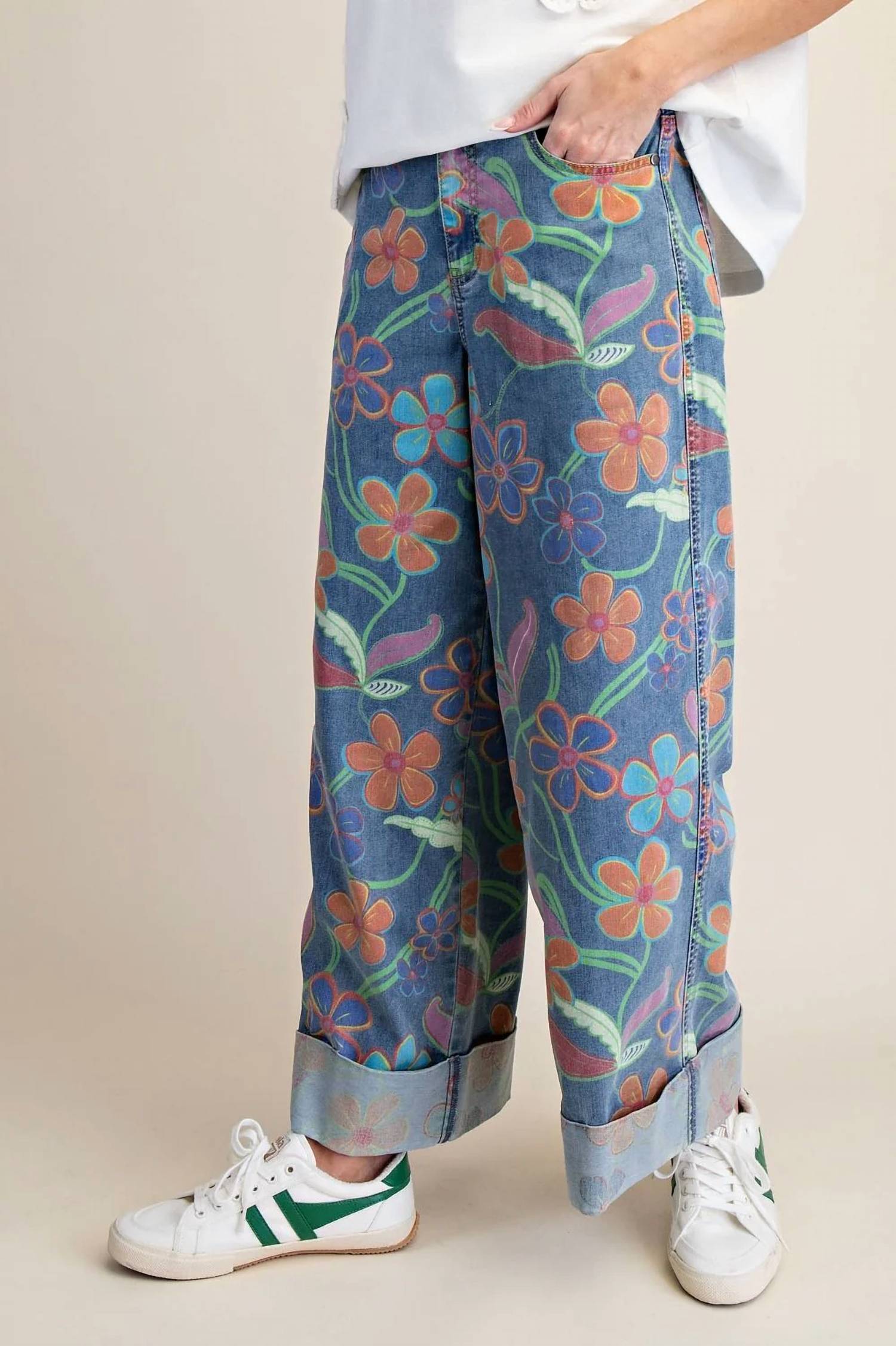 Easel - Washed Stretch Denim Pants