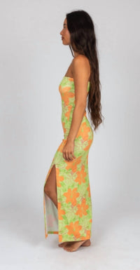 Rusty Hibiscus Maxi Dress in lime - women's dress - alternate view