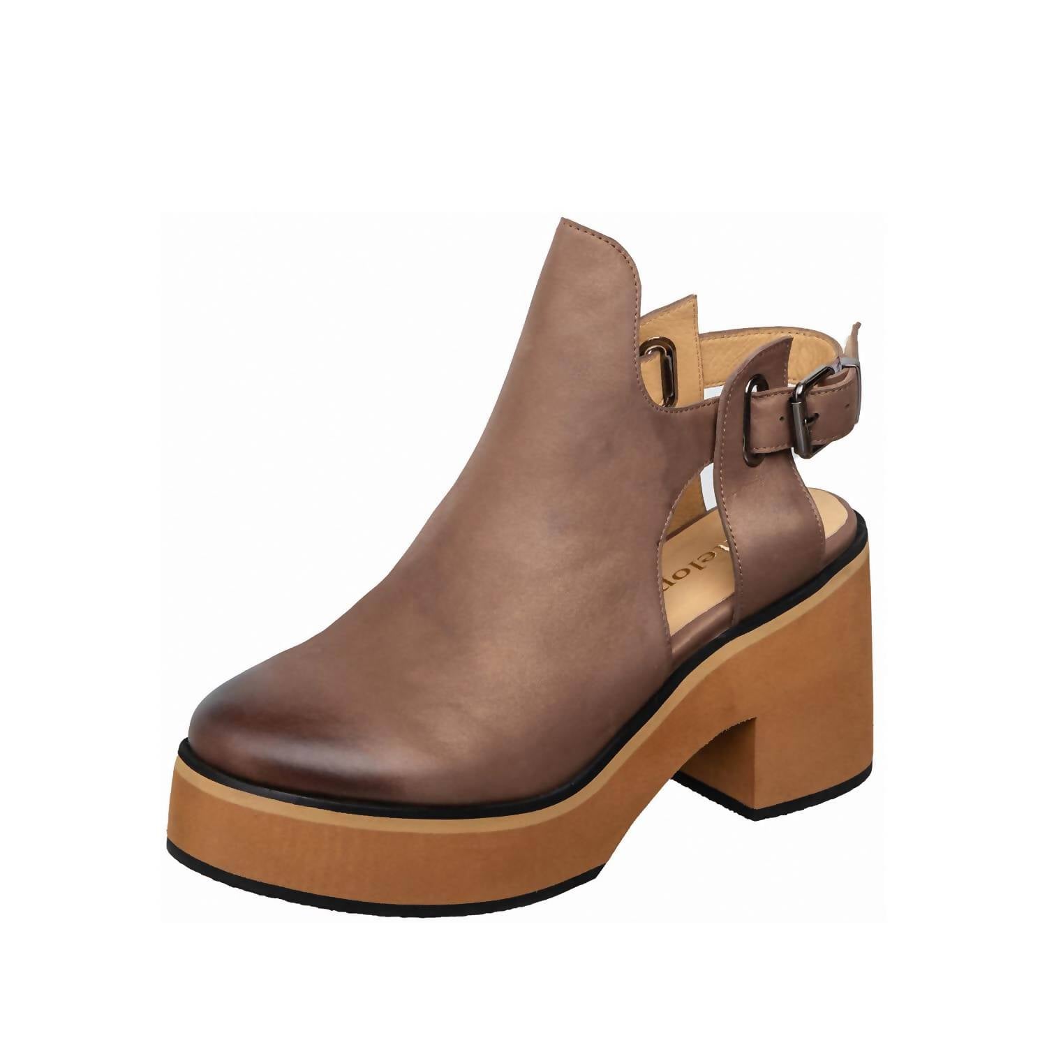 Antelope Women's Iliana Block Heeled Platform Clogs in bronze - women's heels - detail view