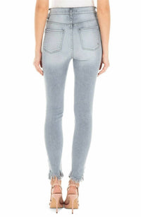 FIDELITY High Waist Skinny Shredded Hem Jean in cape grey pandora - women's jeans - alternate view
