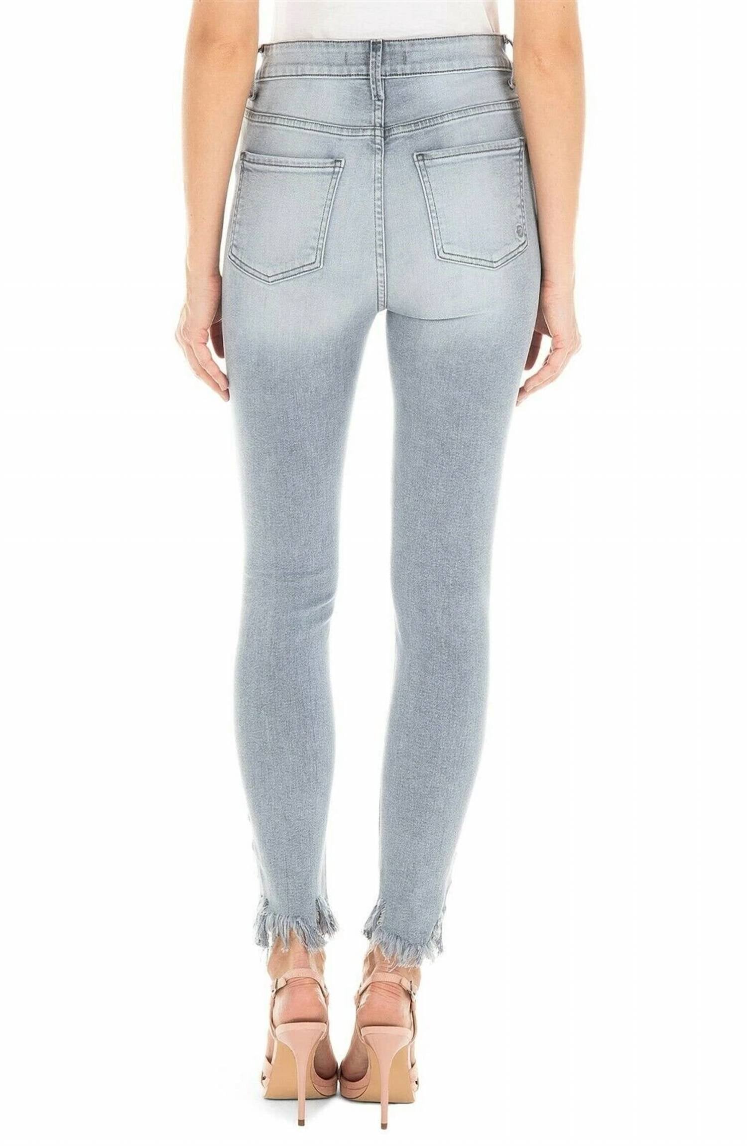 FIDELITY High Waist Skinny Shredded Hem Jean in cape grey pandora - women's jeans - alternate view