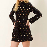ALIX OF BOHEMIA Romy Bouquet Mini Dress in onyx - women's dress - detail view