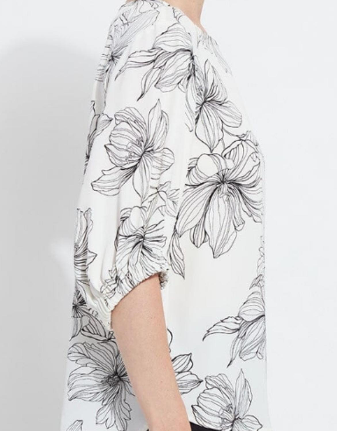 Lysse Veda Boat Neck Balloon Sleeve Blouse in tre chic - women's blouse - detail view