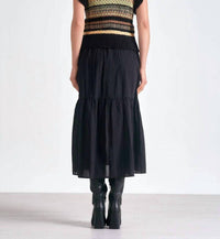 ELAN Knit Top Midi Crew Neck Woven Top Dress in black - women's dress - alternate view