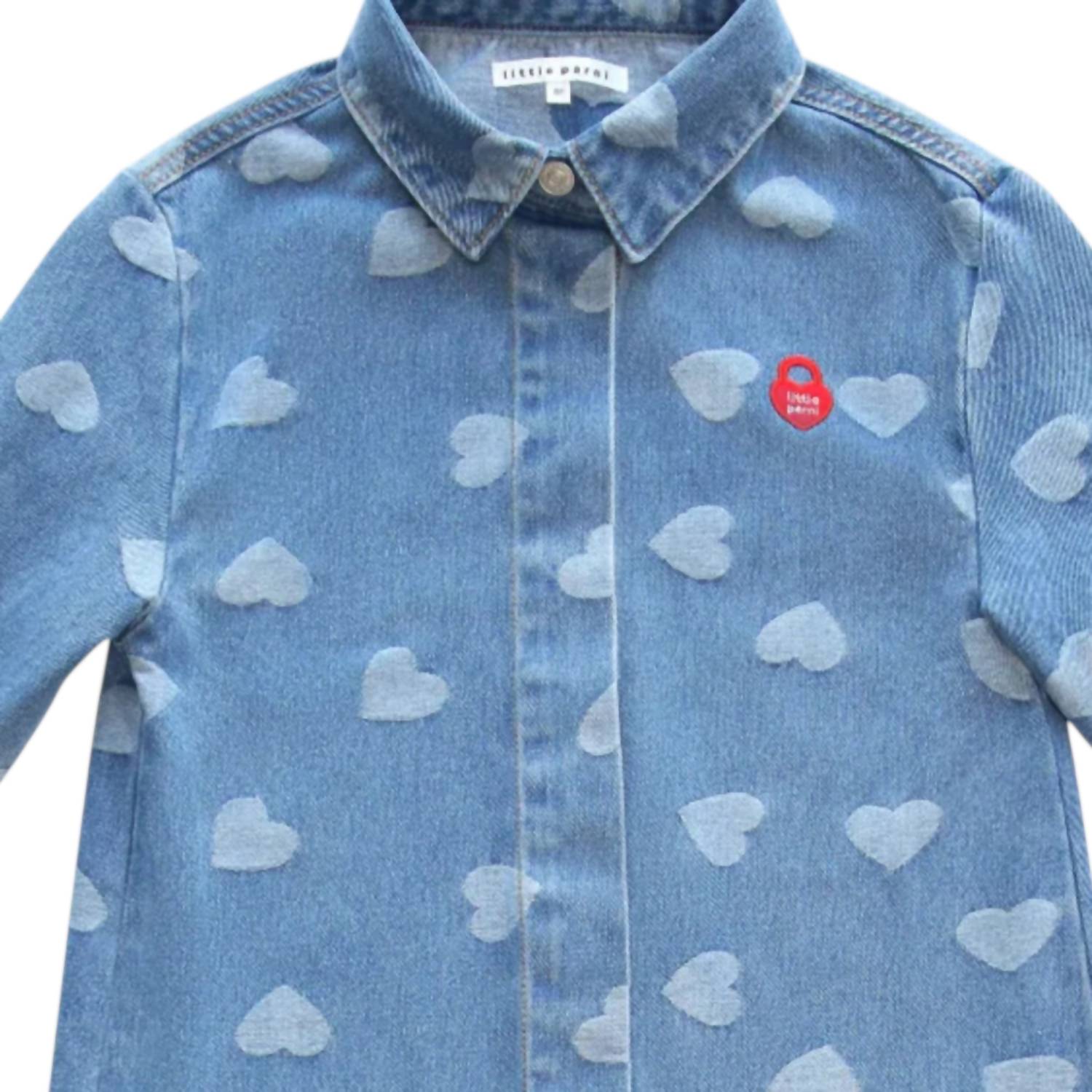 Little Parni - Girls Denim Heart Dress