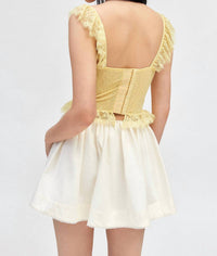 MUCCI Positano Lace Corset Top in limoncello - women's shirt - detail view