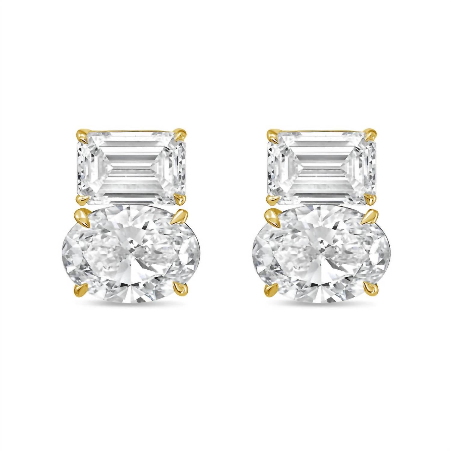 Diana M Jewels - Women's Emerald & Oval Lab-grown Diamond Stud Earrings (3.00 Tcw) - Signature