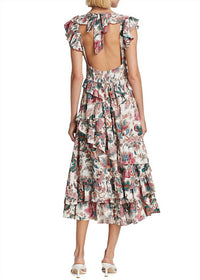 Salome Flutter Sleeve Lurex Midi Dress