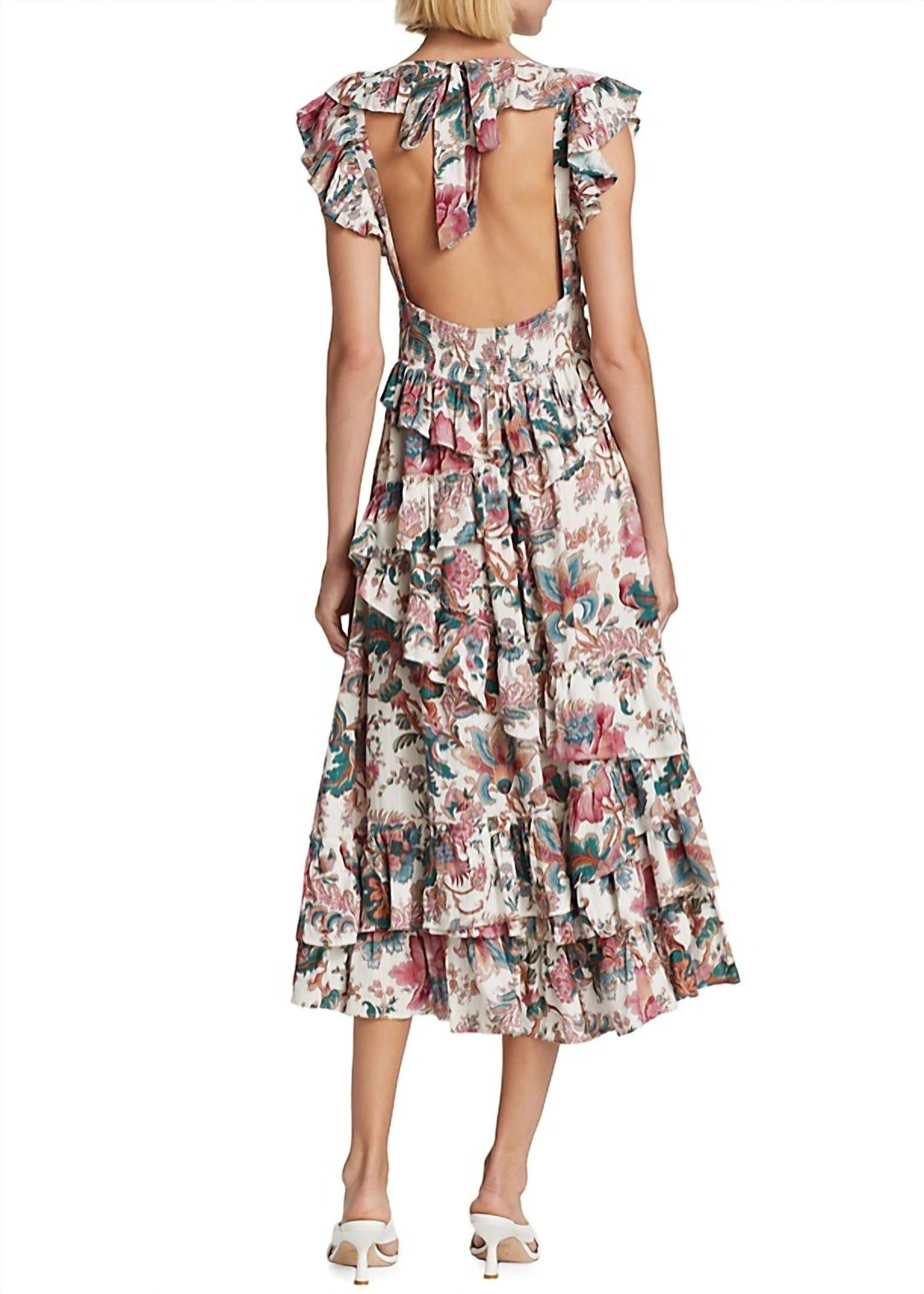 Salome Flutter Sleeve Lurex Midi Dress