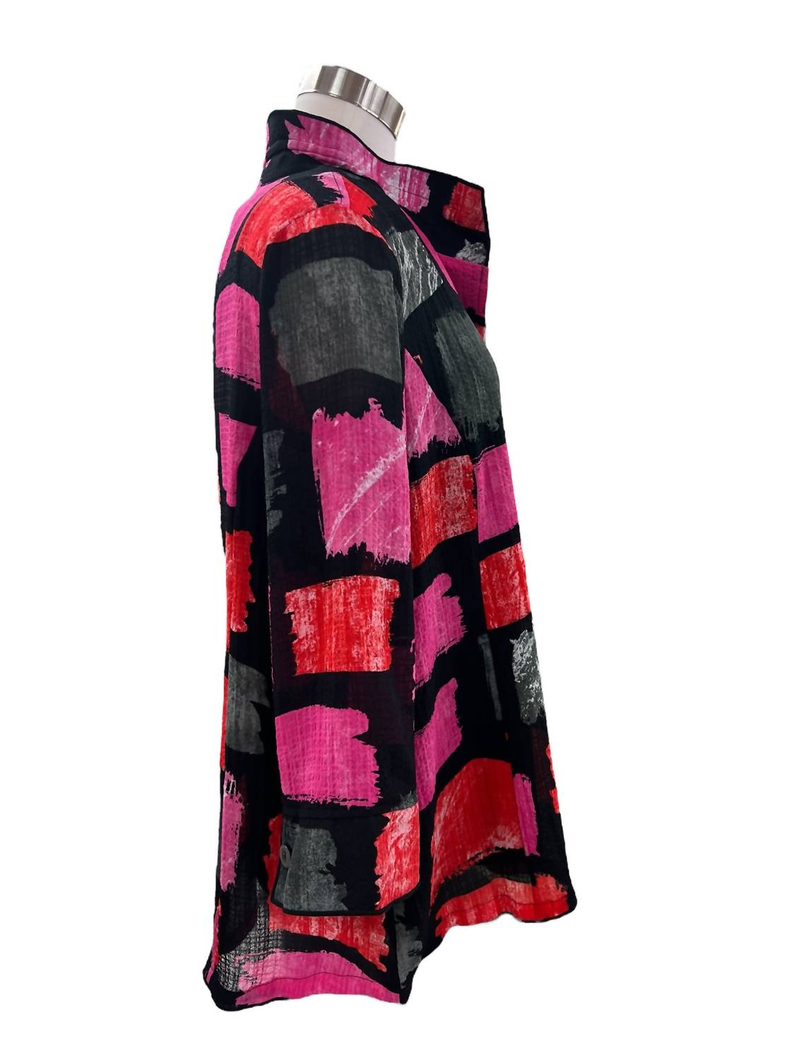 Multiples - 3/4 Sleeve Button Front Print Jacket