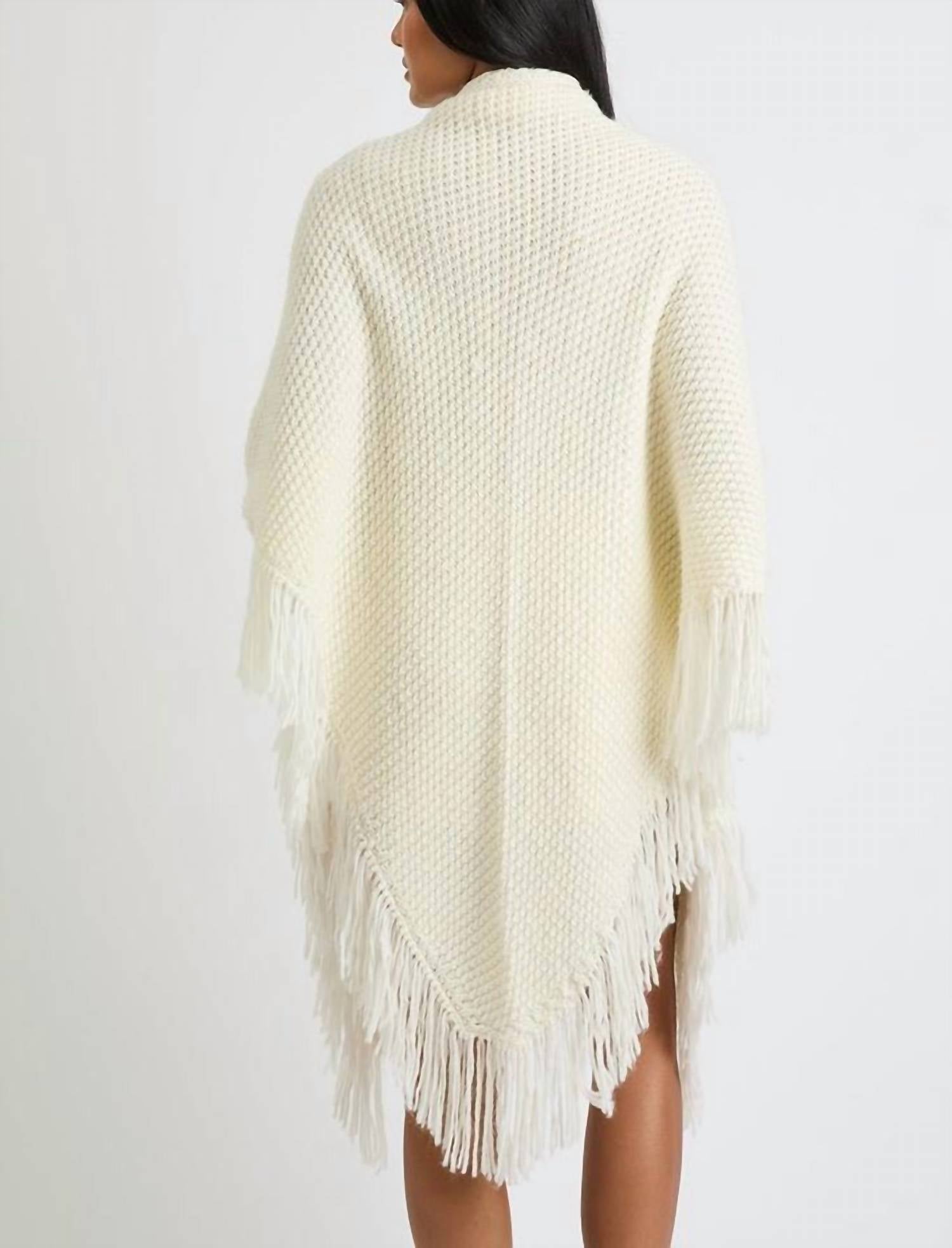 Beryll Stephanie Popcorn Fringe Wrap in ivory - women's scarf - detail view