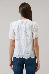 Sugarlips - Shirin Eyelet Split Neck Top