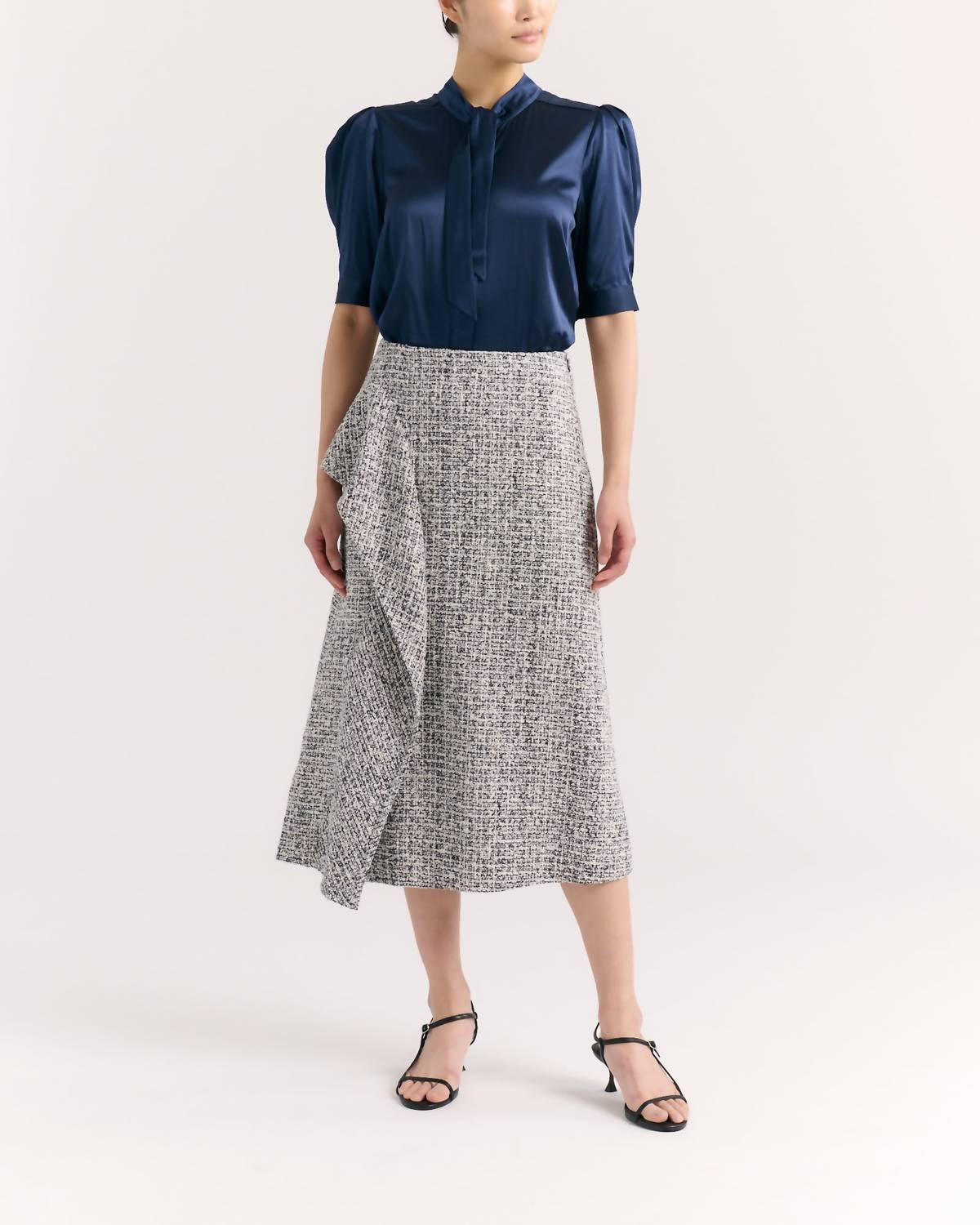 Cartolina Nantucket Juniper Midi Skirt in multicolor tweed - women's skirt