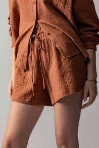 Urban Daizy - Crinkle Cotton Gauze Resort Button-Up Set