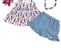 Pete + Lucy - Girls July 4th Chambray Short Set