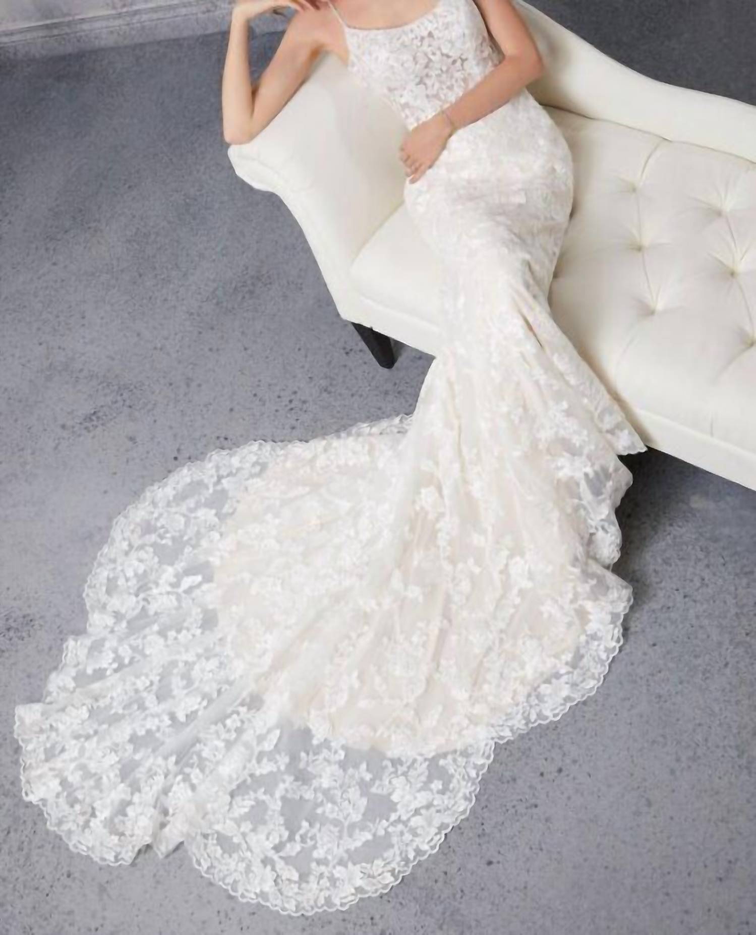 Morilee - Claudine Petal Train Scoop Neck Wedding Gown