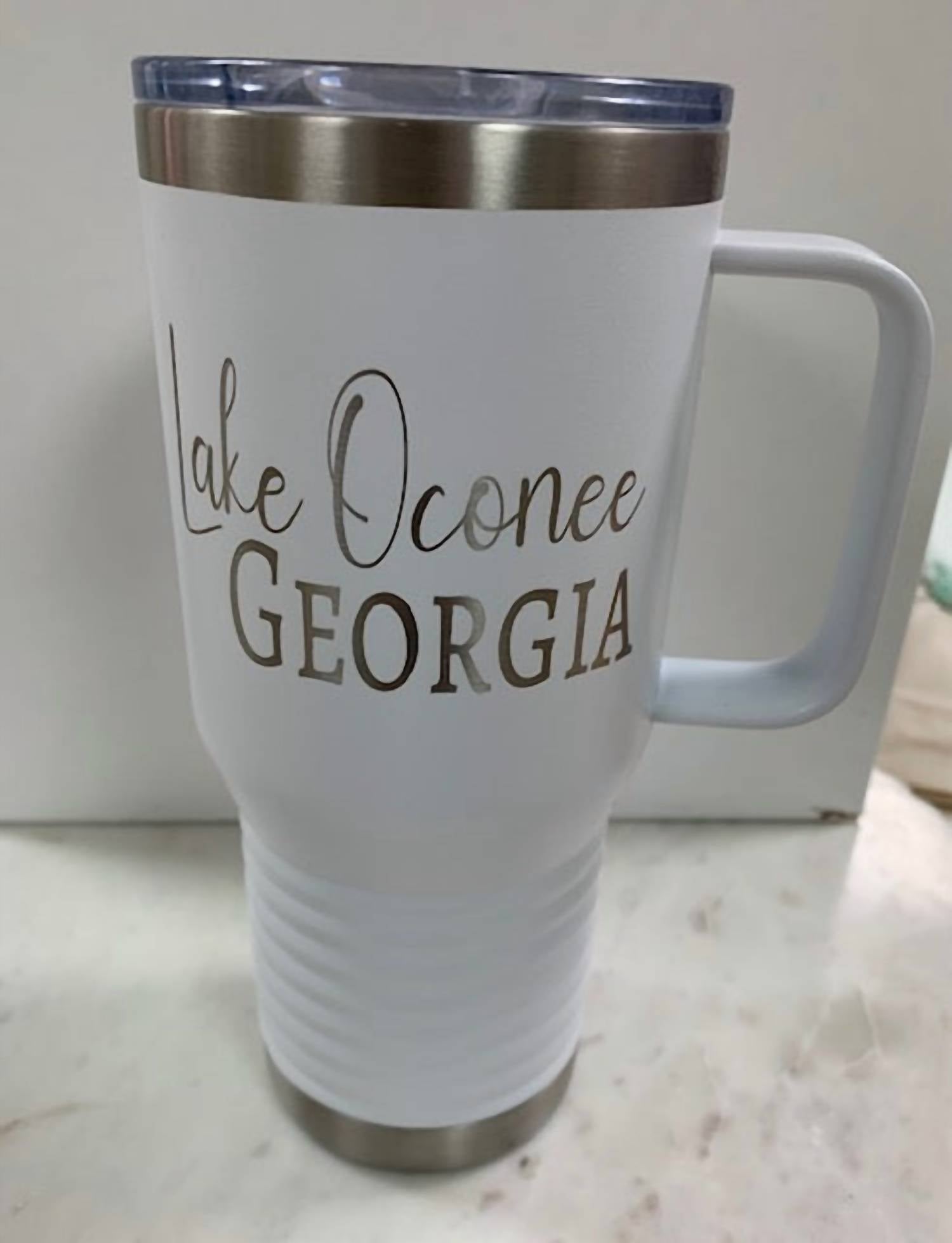 Town Pride - Lake Oconee Handled Travel Mug