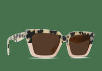 RAEN Optics Women's Keera Cat-eye Sunglasses in ivory coral carob - women's accessory - detail view