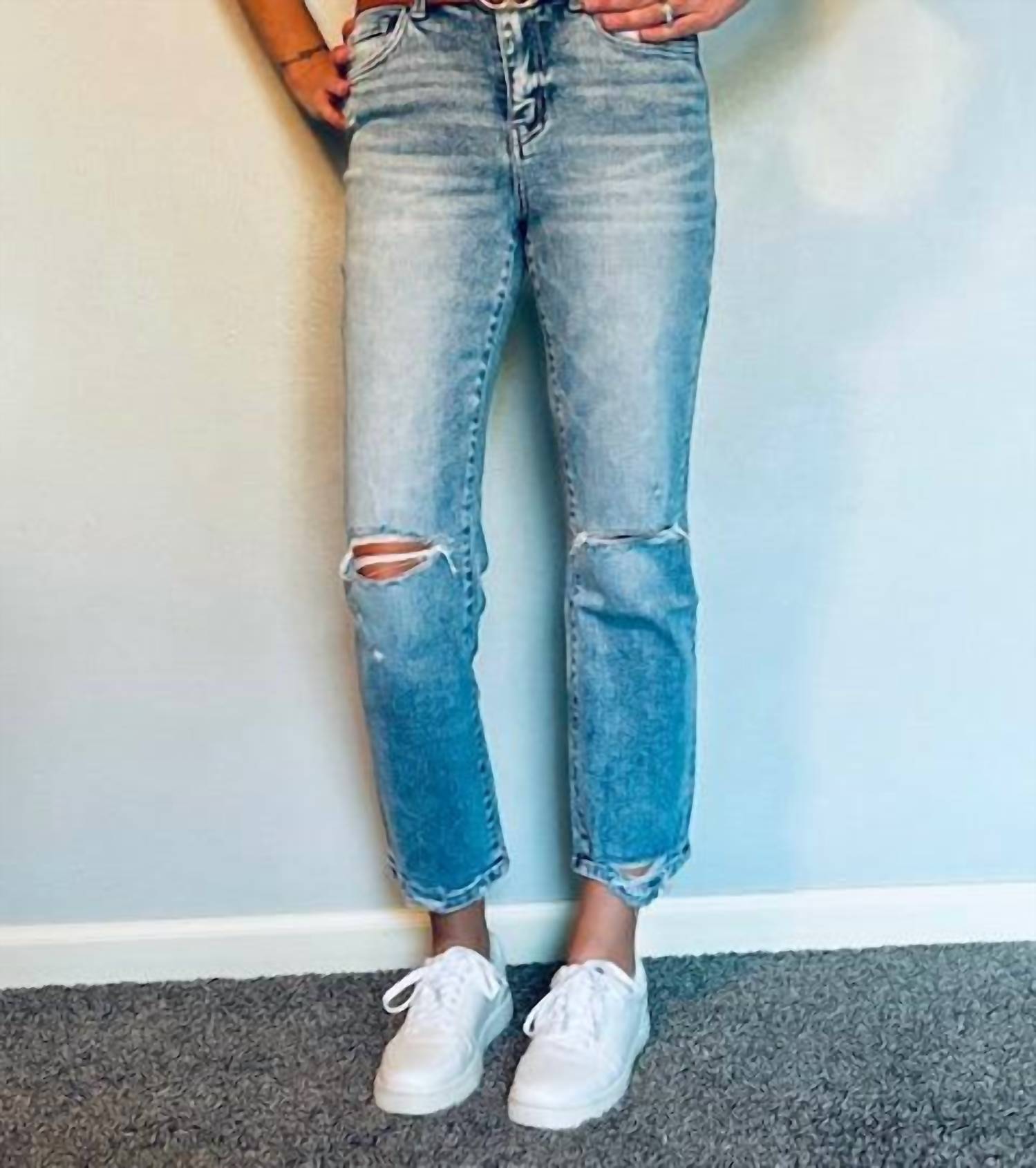 Flying Monkey - High Rise Distressed Straight Jeans