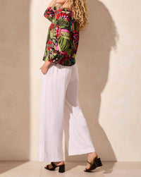 Tribal - 3/4 Slv Btn Frt Boulse W/ Pleats