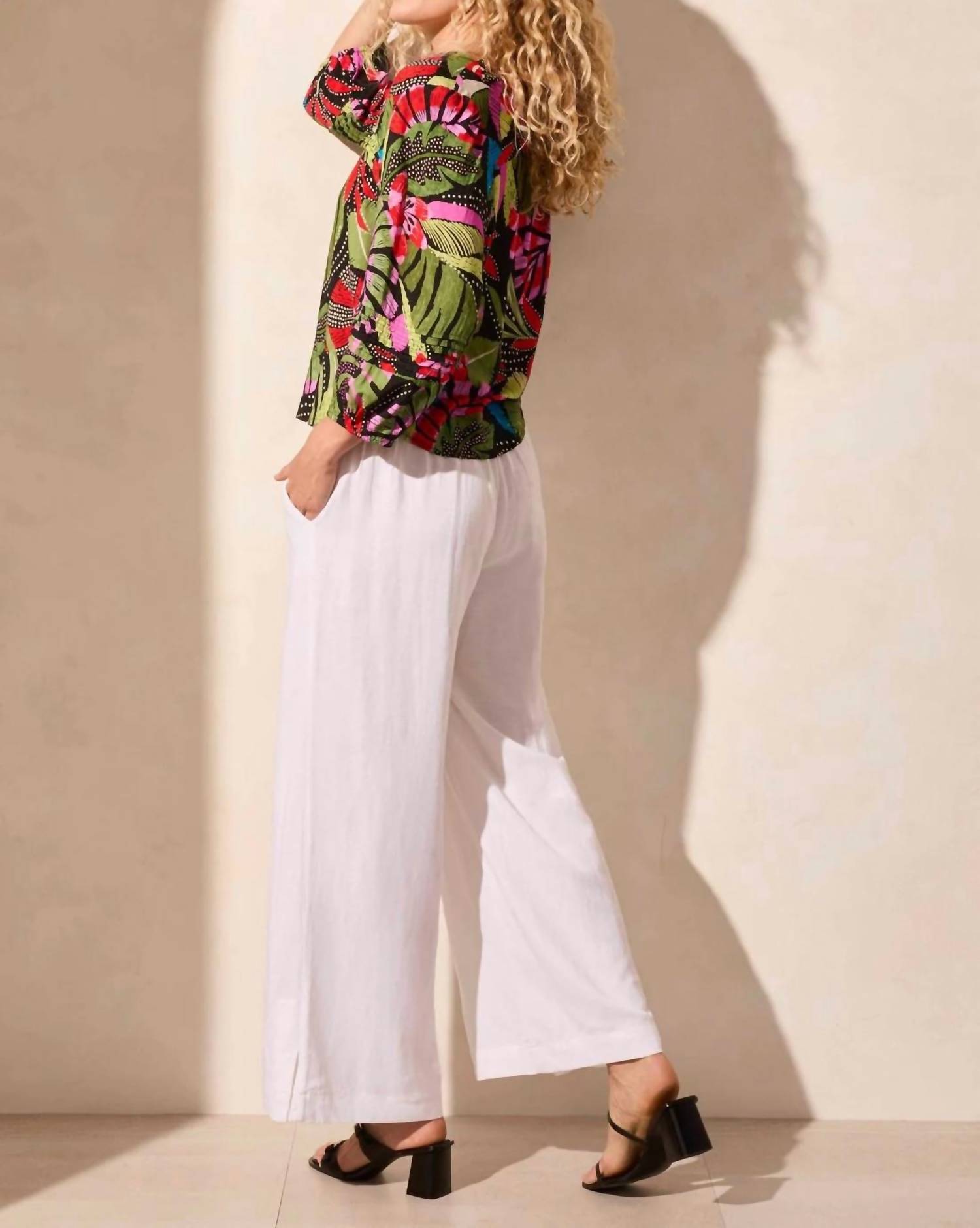 Tribal - 3/4 Slv Btn Frt Boulse W/ Pleats
