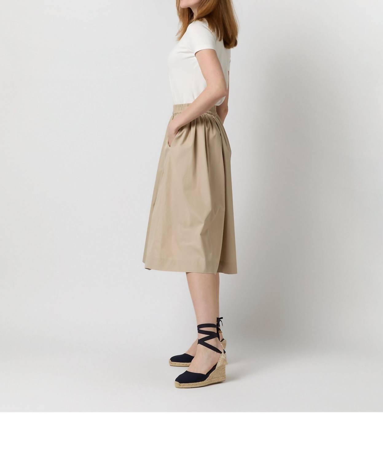Ann Mashburn Miranda Midi Skirt in stone poplin 1 - women's skirt - view 4