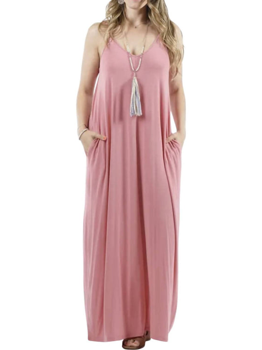 Zenana - Side-pocket Maxi Dress W/ Adjustable Strap