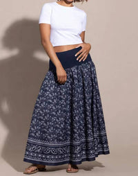 Go By Go Silk - Cotton In On The Yoke Midi Skirt